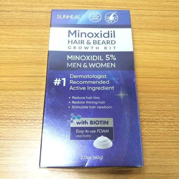 Foam Minoxidil 5% Sunheal Hair & Beard Growth Kit Men & Women 60g For Hair Loss - Picture 2 of 3
